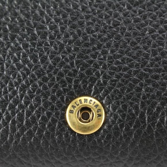 Balenciaga Black Leather Classic Logo Wallet on Chain Gold Chain 48ba624s - Picture 12 of 12